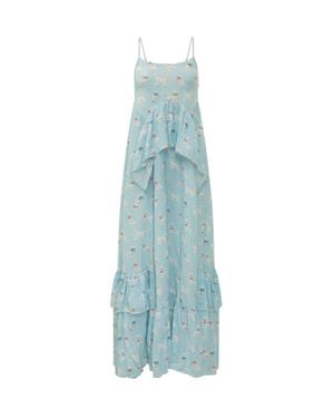 Fiorucci Artistic Long Dress With Dog Print - Blue