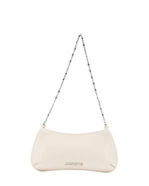 Jacquemus Shiny Leather Chain Handbag With-Tone Hardware And Zip Closure - Natural