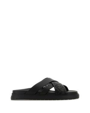 Fendi Crossed Band Slides - Black