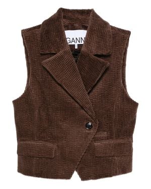 Ganni Corduroy Buttoned Waistcoat - Brown