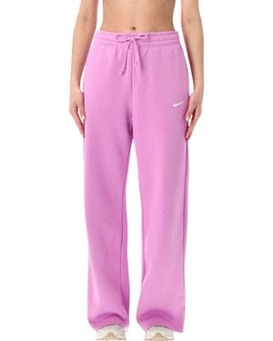 Nike Wide-Leg Fleece Pants - Pink