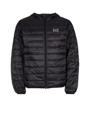 EA7 E. A.7 Lightweight Hooded Down Jacket - Black