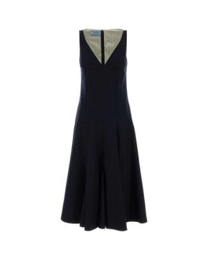 Prada Midnight Wool Mini Dress - Black