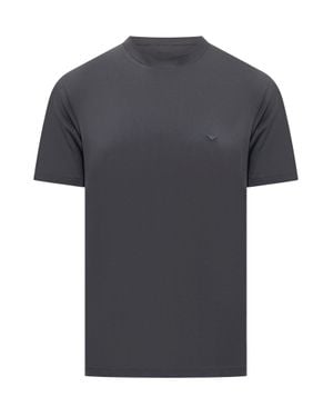 Emporio Armani Logo Embroidered T-Shirt - Gray