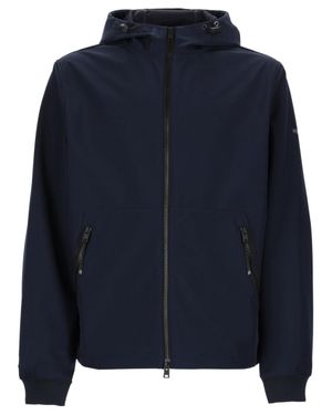Woolrich Giacca Con Zip E Cappuccio - Blue