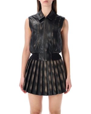 DIESEL G-Inko Sleeveless Bomber Jacket Polyester Coating Vest - Black