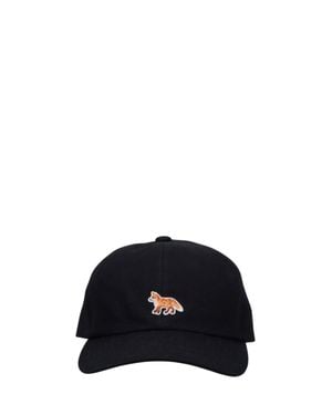 Maison Kitsuné 100% Cotton Bucket Hat For - Black