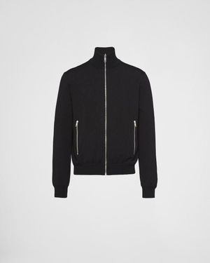 Prada Reversible Brand-Plaque Wool And Nylon Jacket - Black