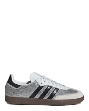 adidas Rhinestone Lace-Up Sneaker With Regular Fit And 3-Stripe Serrated Heel - Gray