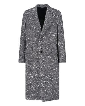 Dolce & Gabbana Herringbone Single-Breasted Long Coat - Gray