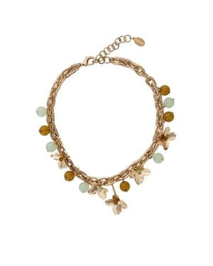 Twinset Necklace Flower + Stone - Metallic