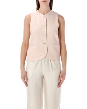 Loulou Mini Sleeveless Tailored Vest - Natural