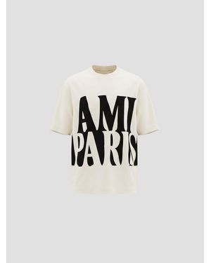 Ami Paris Oversized Printed T-Shirt - White