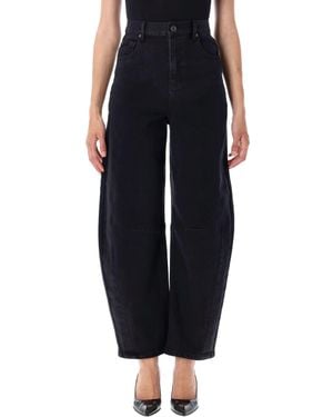 Self-Portrait Barrel Leg Jeans - Black