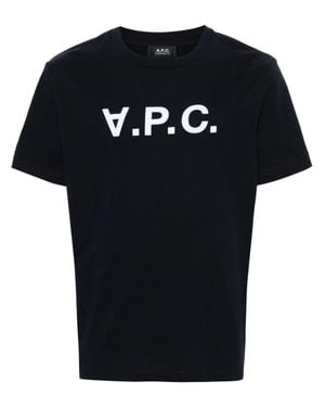A.P.C. A. P.C. Straight Cut Velvet Logo Tee - Black