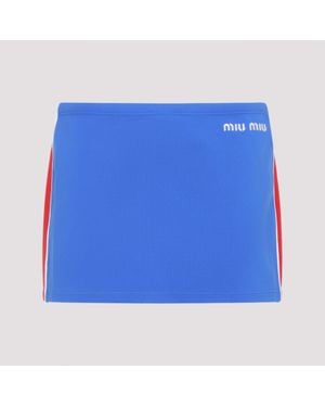 Miu Miu Logo Mini Skirt - Blue