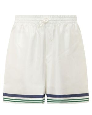 CASABLANCA Silk Mini Shorts - White