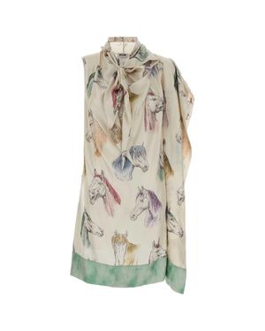 Moschino Printed Twill Dress - White