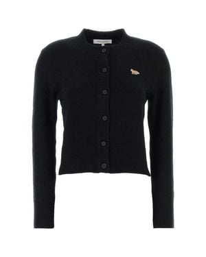Maison Kitsuné Baby Fox Lambswool Fitted Mini Cardigan - Blue
