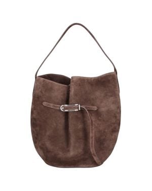Liffner Suede Shoulder Bag With Buckle Detail - Brown