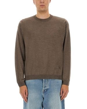 Moschino Wool And Silk Pullover Virgin Sweaters - Brown