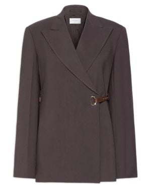 Sportmax Sporty Stretch Viscose Utility Jacket With Belt Eyelet, Padded Shoulders & Cuff Slits - Brown