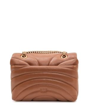 Pinko Mini Love Puff Shoulder Bag With Chain - Brown