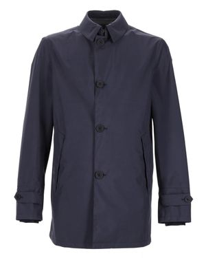Herno Giacca Impermeabile Con Colletto - Blue
