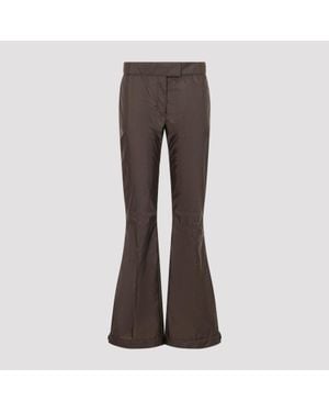 Miu Miu Flared Technical Nylon Pants With Buttoned Hems - Brown