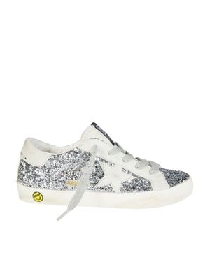 GOLDEN GOOSE JUNIOR Kids Super-Star Glitter Suede Star Sneakers - Metallic
