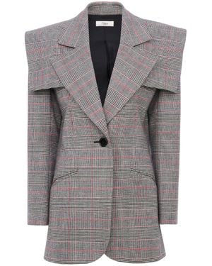 Chloé Oversized Checkered Wool-Blend Blazer - Gray