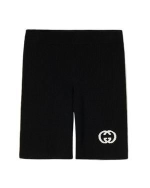 Gucci Ribbed Shorts With Intarsia - Black