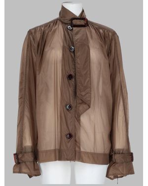 Saint Laurent Nylon Blouse With Lavaliere Neck Tie - Brown
