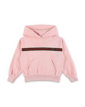 Gucci Oversized Cotton Sweatshirt With Iconic Web And Horsebit Detailing - Pink
