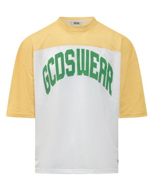 Gcds Sunset T-Shirt With Stampaint Front Design - White