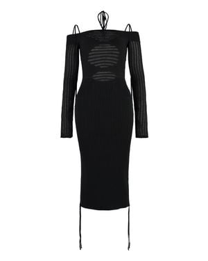 ANDREADAMO Ribbed Knit Mini Dress - Black