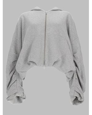 Dries Van Noten Zip-Up Cotton Sweatshirt Sweatshirts - Gray