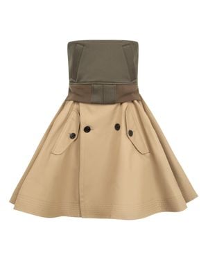 Sacai Chic Strapless Mini Dress - Natural