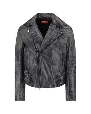DIESEL 100% Cowhide Leather Jacket - Black