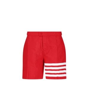 Thom Browne 4-Bar Fabric Shorts - Red