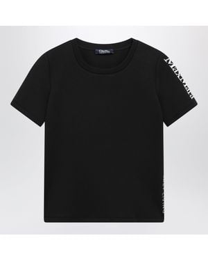 Max Mara Embroidered Logo Cotton-Blend T-Shirt - Black