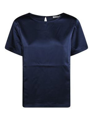Weekend by Maxmara Satin-Effect Crewneck T-Shirt - Blue