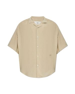Ami Paris Shirt With Logo - Natural