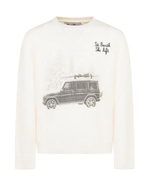 MC2 Saint Barth Pullover With Auto Graphic - White
