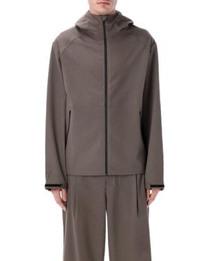 Hiking Patrol Waypoint Texture Hooded Jacket - Brown