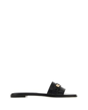 Tory Burch Romy Leather Mini Slippers - Black