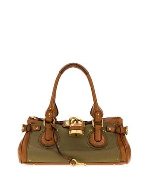 Chloé Two-Tone Canvas And Leather Paddington Shoulder Handbag - Metallic