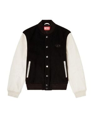 DIESEL Wool And Leather Bomber Jacket - Black