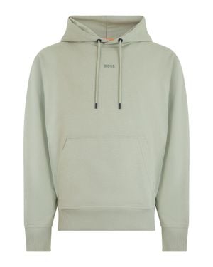 BOSS Cotton Hoodie With Adjustable Hood - Green