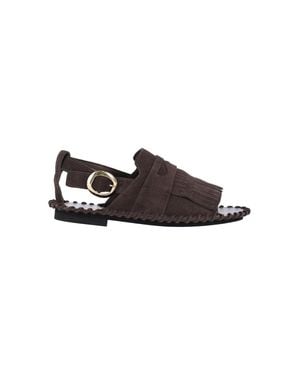 Alexander Hotto Fanded Suede Fringed Sandals - Brown